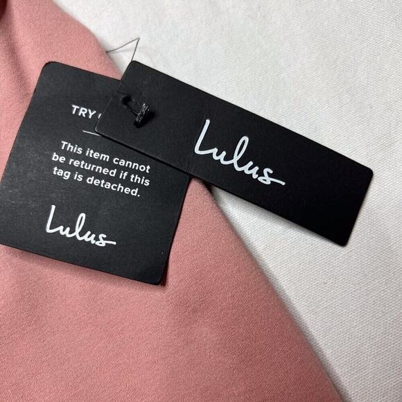 Lulu's Bodycon Mini Dress Deep V Neck Spahetti Strap Pink Women's S NWT Party - Picture 15 of 16